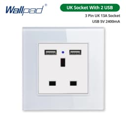 Wallpad White Tempered Glass Panel Wall 1 2 3 Way Curtain Switch USB EU UK EU Socket Outlet TV TEL RJ45 Sat 86*86mm