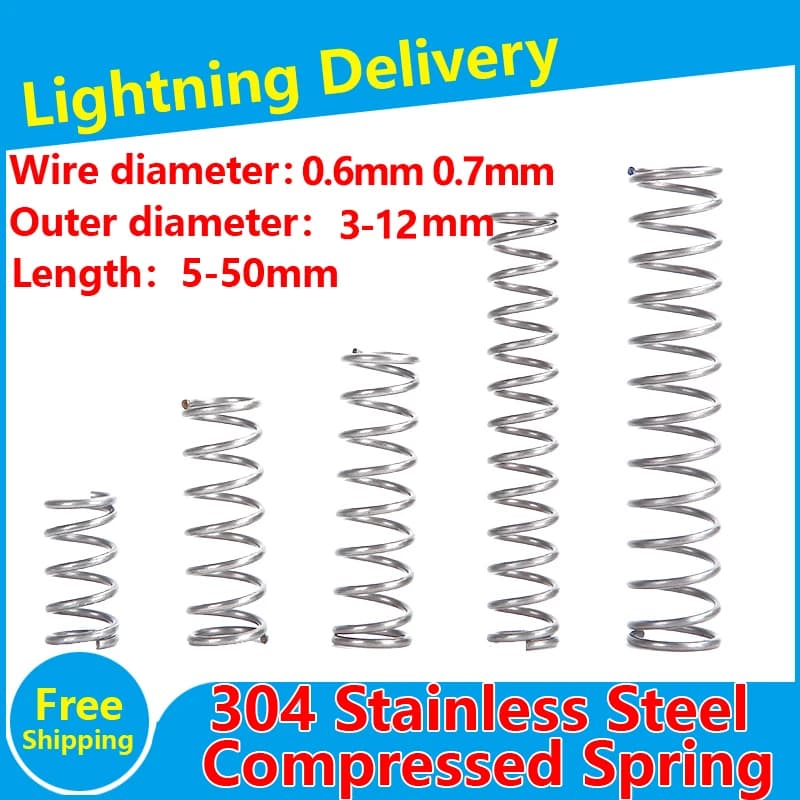 304 SUS Compressed Spring Stainless Steel Compression Spring Y-type Rotor Return Spring Wire Diameter 0.6mm 0.7mm  10PCS