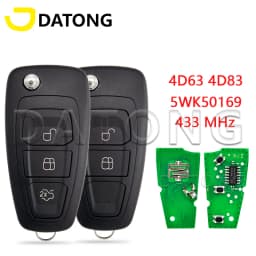 Datong World Car Key Fit For Ford Focus Transit C-Max S-Max MK3 Mondeo 4D63+/83 Chip 433MHz FSK 5WK50165 5WK50166 5WK50168