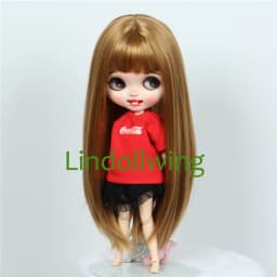 9-10 inch Blyth Wig Long Light Blonde Straight Hair 0809