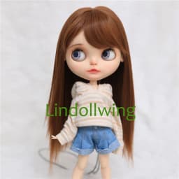 9-10 inch Blyth Wig Long Light Blonde Straight Hair 0809