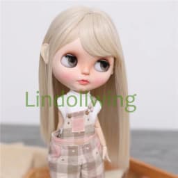 9-10 inch Blyth Wig Long Light Blonde Straight Hair 0809