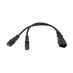 UPS Server Splitter C14 to 2 X C13 Power Adapter Cable Single C14 to Dual 5-15R C13 Short Power Y Type Adapter Cord 10A 250V