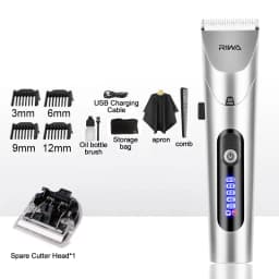 RIWA Hair Clipper Professional Electric Trimmer For Men With LED Screen Washable Rechargeable Men Strong Power Steel Head