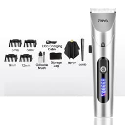 RIWA Hair Clipper Professional Electric Trimmer For Men With LED Screen Washable Rechargeable Men Strong Power Steel Head