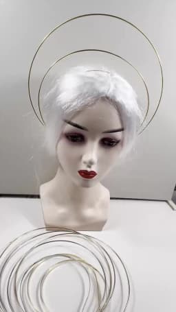 Women Girls Angel Bridal Silvery Gold Halo Headband Goddess Crown Photoshoot Hair Band Wedding Accessory