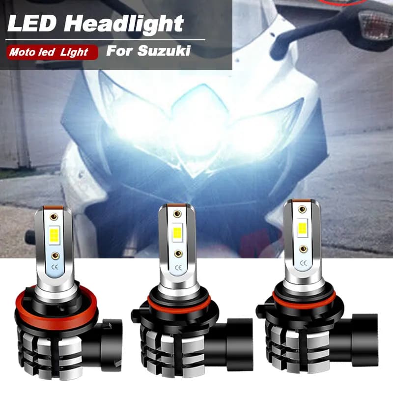 Motorcycle 9600LM LED Headlight High Low Beam Park Light Bulbs Kit 4PCS White 6000K For 2008 2009 Suzuki GSXR 600 750