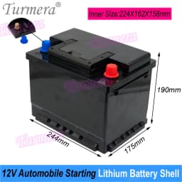 Turmera 12V Automobile Starting Lithium Batteries Shell Car Battery Box for L2-400 Series AGM-60 H5-60 Replace 12V Lead-Acid Use