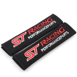 2pcs ST Racing Black Cotton Seat Belt Cover Soft Seatbelt Harness Pads Embroidery Shoulder Pad
