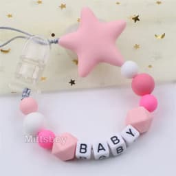 Free Handmade Personalized Name Baby Pacifier Clips Chains Silicone Beads Teether Teething Toys Dummy Holder Pacifier Chain Gift