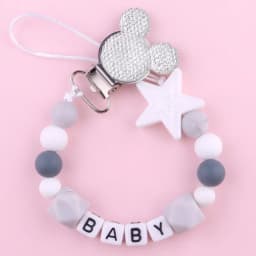 Free Handmade Personalized Name Baby Pacifier Clips Chains Silicone Beads Teether Teething Toys Dummy Holder Pacifier Chain Gift