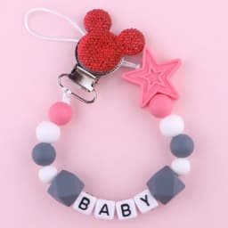 Free Handmade Personalized Name Baby Pacifier Clips Chains Silicone Beads Teether Teething Toys Dummy Holder Pacifier Chain Gift