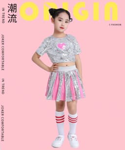 Girl Jazz Dance Costumes Kid Stage Dancing Sparkling Sequin Hip Hop for Girls Modern Ballroom Dance Child Cheerleading Costume