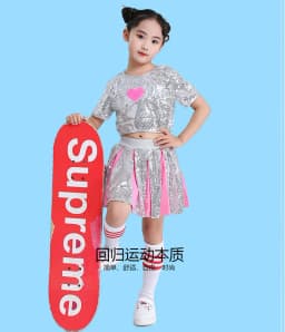 Girl Jazz Dance Costumes Kid Stage Dancing Sparkling Sequin Hip Hop for Girls Modern Ballroom Dance Child Cheerleading Costume