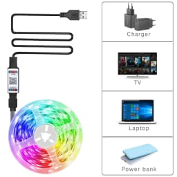 RGB Led Strip Light Bluetooth App 5V USB Led Tape Flexible Ribbon Diode Tape for TV Backlight Gaming Room Decoration