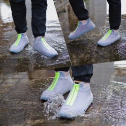 Zipper Rain Boots Waterproof Shoe Cover Silicone Unisex Outdoor Solid Waterproof Non-slip Wear-Resistant Reusable Easy Wearing