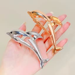 New Women Elegant Gold Silver Dolphin Shape Metal Hair Claw Lady Solid Color Hair Clip Headband Hairpin Fashion Hair Accessories