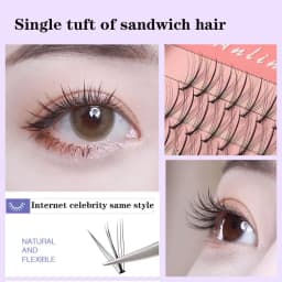 Anlinnet Professional Makeup 60 Clusters Personal Cluster Eyelash Single Tuft of M Sandwich Eyelash Grafting False Eyelashes