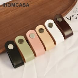 IHOMCASA Brass Furniture Cabinet Handle Drawer Door Knobs Kitchen Dresser Wardrobe Handle Cupboard Brown Leather Cabinet Pull
