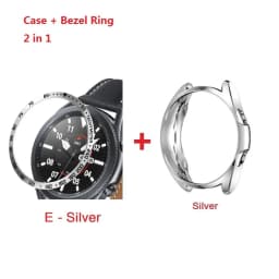 2in1 Bezel Ring + Case For Samsung Galaxy Watch 3 41mm 45mm TPU Protector Cover Anti-Scratch Stainless Steel Decorative Frame