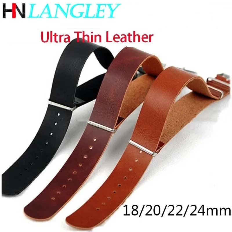 Ultra Thin Leather Watch Band Strap Single Layer Bracelet 18mm 20mm 22mm 24mm Watch Replacement Accessories Women Men Band