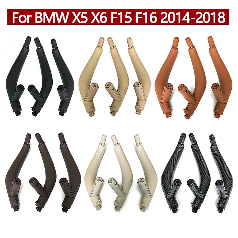 3PCS SET LHD RHD Carbon Fiber Interior Passenger Door Handle Inside Panel Replacement For BMW X5 X6 F15 F16 2014-2018