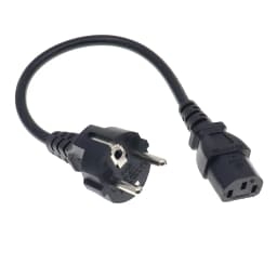 CEE7/7 to IEC C13 Power Cords, 10A/16A, 250V, H05VV-F 0.75mm Cable ,Short Schuko to C13 Power cord,1ft/30cm