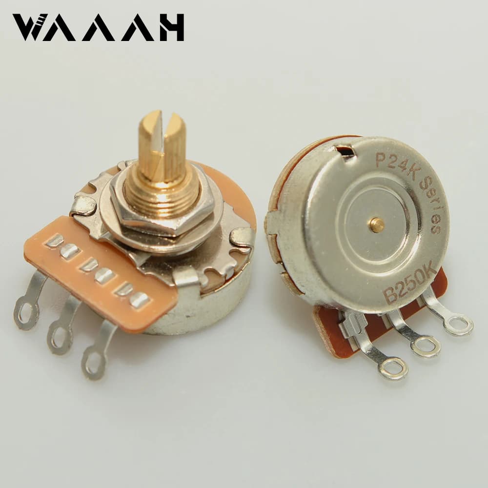 1 Piece 3/8" Brass Short Long Split Shaft Potentiometers Pots 250K 500K Option for Electric Guitar and Bass Tone Volume Parts