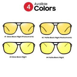 VIVIBEE Men Polarized Day Night Vision Glasses Retro Color Changing Square Oversized Yellow Goggles Women Driving Shades