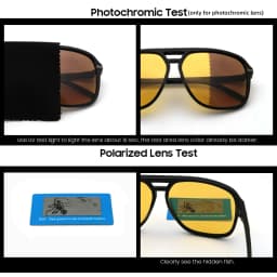 VIVIBEE Men Polarized Day Night Vision Glasses Retro Color Changing Square Oversized Yellow Goggles Women Driving Shades