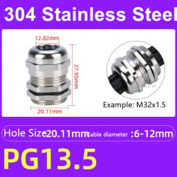 1Pcs Waterproof Cable Gland 304 Stainless Steel Glands IP68 PG7 PG9 M12 M16 Metal Joint PG13.5 M20*1.5 Cable Fixing Seal Joint