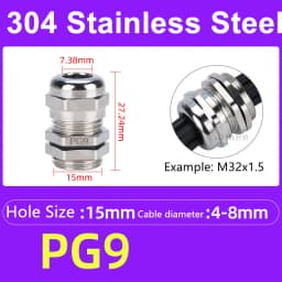 1Pcs Waterproof Cable Gland 304 Stainless Steel Glands IP68 PG7 PG9 M12 M16 Metal Joint PG13.5 M20*1.5 Cable Fixing Seal Joint