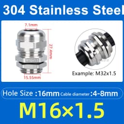 1Pcs Waterproof Cable Gland 304 Stainless Steel Glands IP68 PG7 PG9 M12 M16 Metal Joint PG13.5 M20*1.5 Cable Fixing Seal Joint