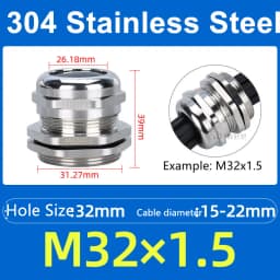 1Pcs Waterproof Cable Gland 304 Stainless Steel Glands IP68 PG7 PG9 M12 M16 Metal Joint PG13.5 M20*1.5 Cable Fixing Seal Joint
