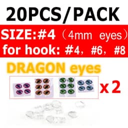 Bimoo 20PCS Clear Fluoro Epoxy Fish Mask Streamer Saltwater Flies Fly Tying Material Included Luminous Holographic 3D Fish Eyes