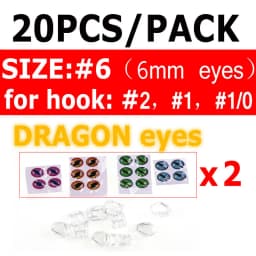 Bimoo 20PCS Clear Fluoro Epoxy Fish Mask Streamer Saltwater Flies Fly Tying Material Included Luminous Holographic 3D Fish Eyes