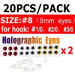 Bimoo 20PCS Clear Fluoro Epoxy Fish Mask Streamer Saltwater Flies Fly Tying Material Included Luminous Holographic 3D Fish Eyes