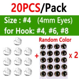 Bimoo 20PCS Clear Fluoro Epoxy Fish Mask Streamer Saltwater Flies Fly Tying Material Included Luminous Holographic 3D Fish Eyes