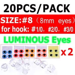 Bimoo 20PCS Clear Fluoro Epoxy Fish Mask Streamer Saltwater Flies Fly Tying Material Included Luminous Holographic 3D Fish Eyes