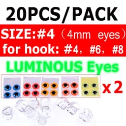 Bimoo 20PCS Clear Fluoro Epoxy Fish Mask Streamer Saltwater Flies Fly Tying Material Included Luminous Holographic 3D Fish Eyes