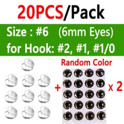 Bimoo 20PCS Clear Fluoro Epoxy Fish Mask Streamer Saltwater Flies Fly Tying Material Included Luminous Holographic 3D Fish Eyes
