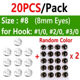Bimoo 20PCS Clear Fluoro Epoxy Fish Mask Streamer Saltwater Flies Fly Tying Material Included Luminous Holographic 3D Fish Eyes