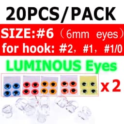 Bimoo 20PCS Clear Fluoro Epoxy Fish Mask Streamer Saltwater Flies Fly Tying Material Included Luminous Holographic 3D Fish Eyes