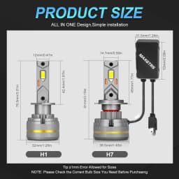 MAXGTRS 2X Turbo LED H4 9003 HB2 H1 H7 H8 H11 9005 9006 LED Beam Headlight Bulbs 200W Canbus Car Front Headlamp 6500K White 12V