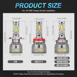 MAXGTRS 2X Turbo LED H4 9003 HB2 H1 H7 H8 H11 9005 9006 LED Beam Headlight Bulbs 200W Canbus Car Front Headlamp 6500K White 12V
