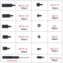 210pcs Screw Kit for Raspberry Pi Black Nylon Plastic Screws Nuts for Raspberry Pi M2.5 M3 for Raspberry Pi 4 Case Accessories