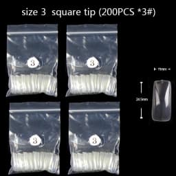 TSZS 200pcs/Bag ABS Same Size Of Oval Suqare Shape Specific Sizes False Nail Tips Full Cover Clear Prastic Nails Size 3 4 5 6