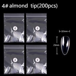 TSZS 200pcs/Bag ABS Same Size Of Oval Suqare Shape Specific Sizes False Nail Tips Full Cover Clear Prastic Nails Size 3 4 5 6
