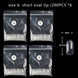 TSZS 200pcs/Bag ABS Same Size Of Oval Suqare Shape Specific Sizes False Nail Tips Full Cover Clear Prastic Nails Size 3 4 5 6