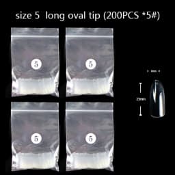 TSZS 200pcs/Bag ABS Same Size Of Oval Suqare Shape Specific Sizes False Nail Tips Full Cover Clear Prastic Nails Size 3 4 5 6